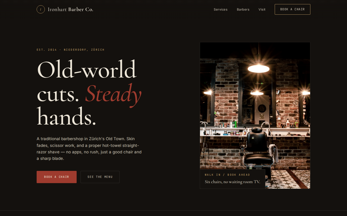 Ironhart Barber Co. website