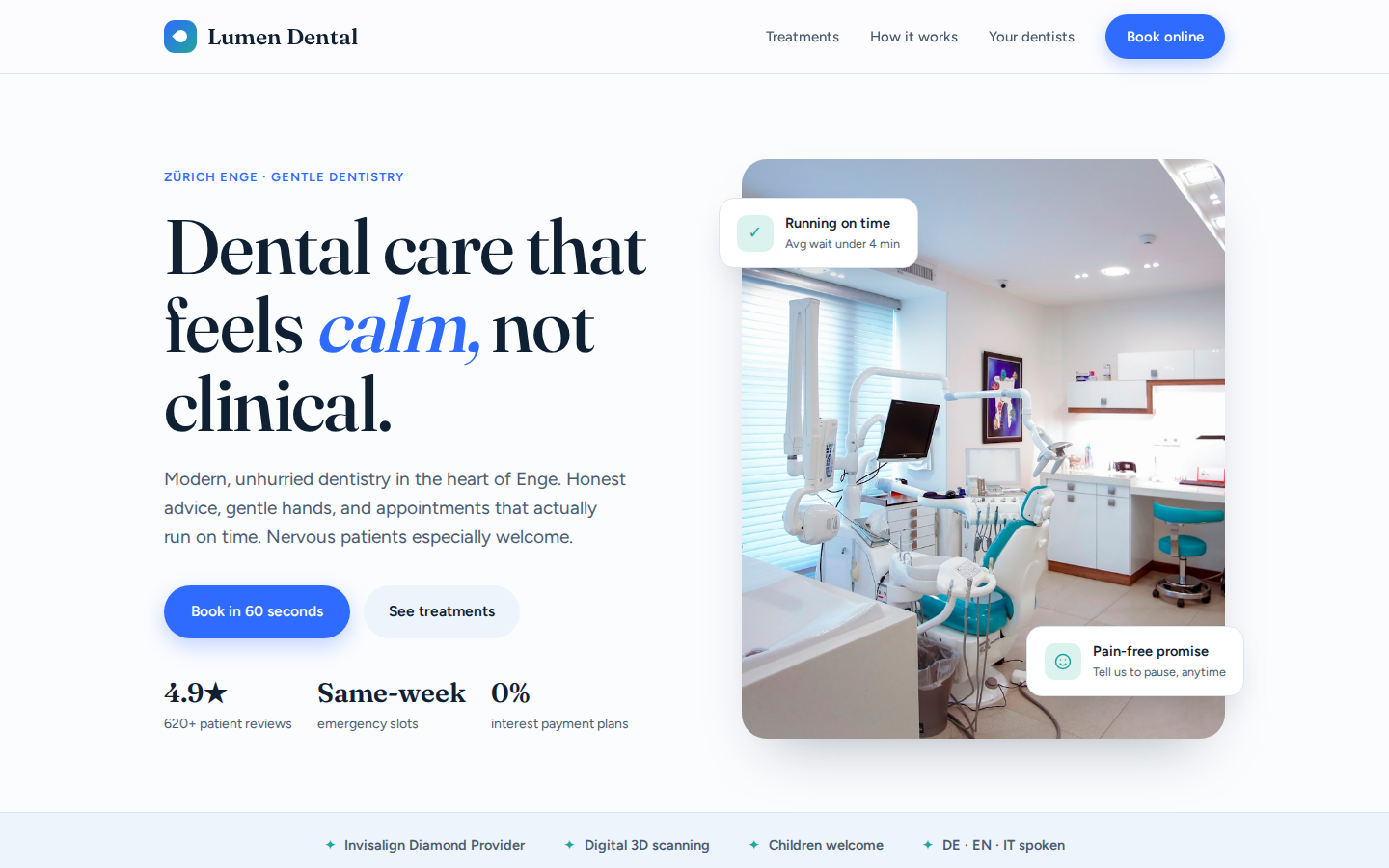 Lumen Dental Studio website